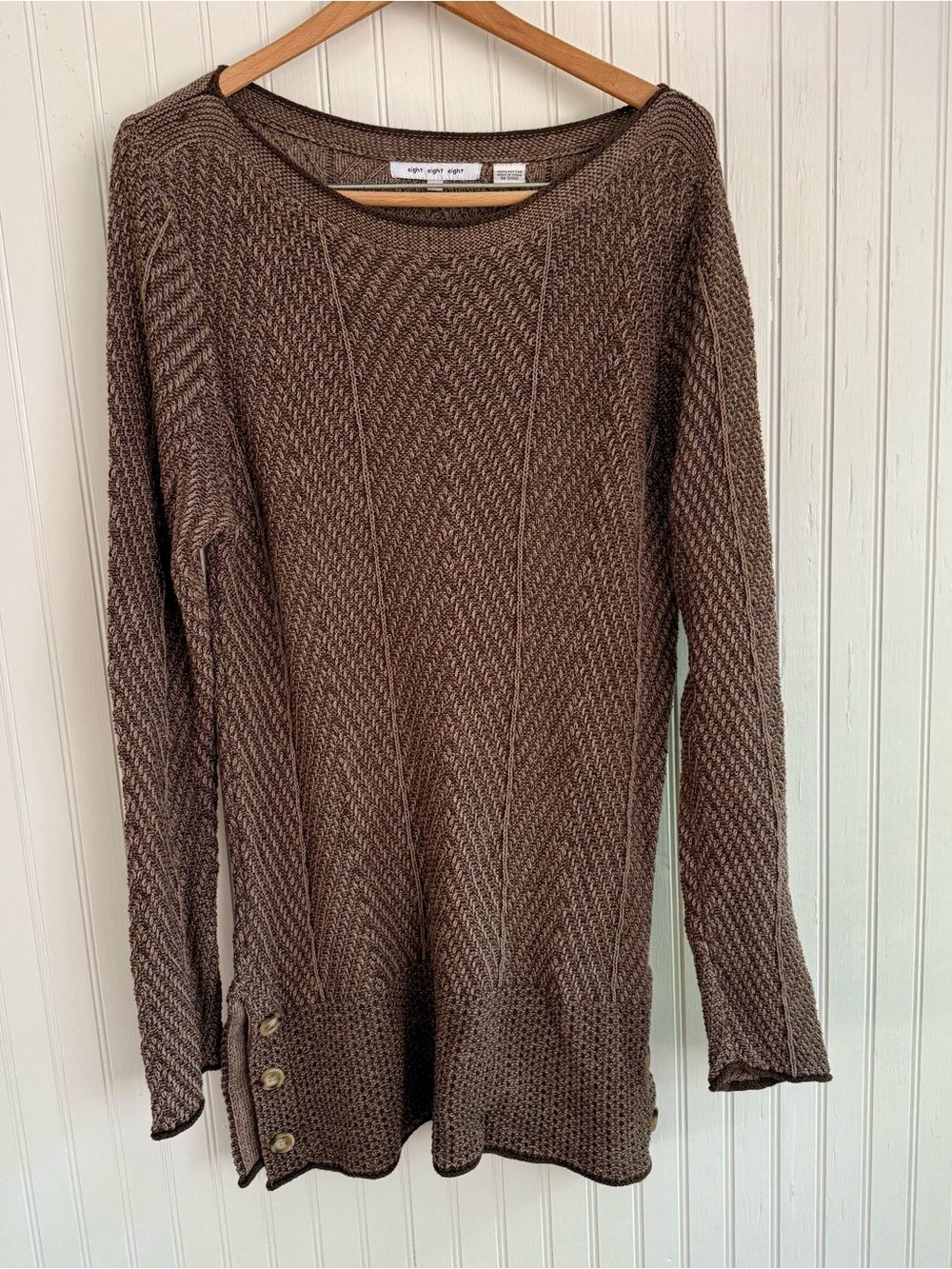 Cozy Brown Knit 100% Cotton Sweater Size M